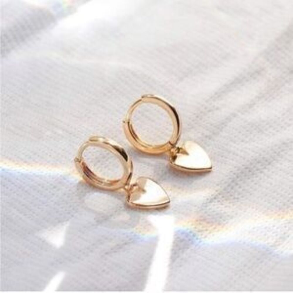 14K Gold Plated Heart Huggie Hoop Earrings
